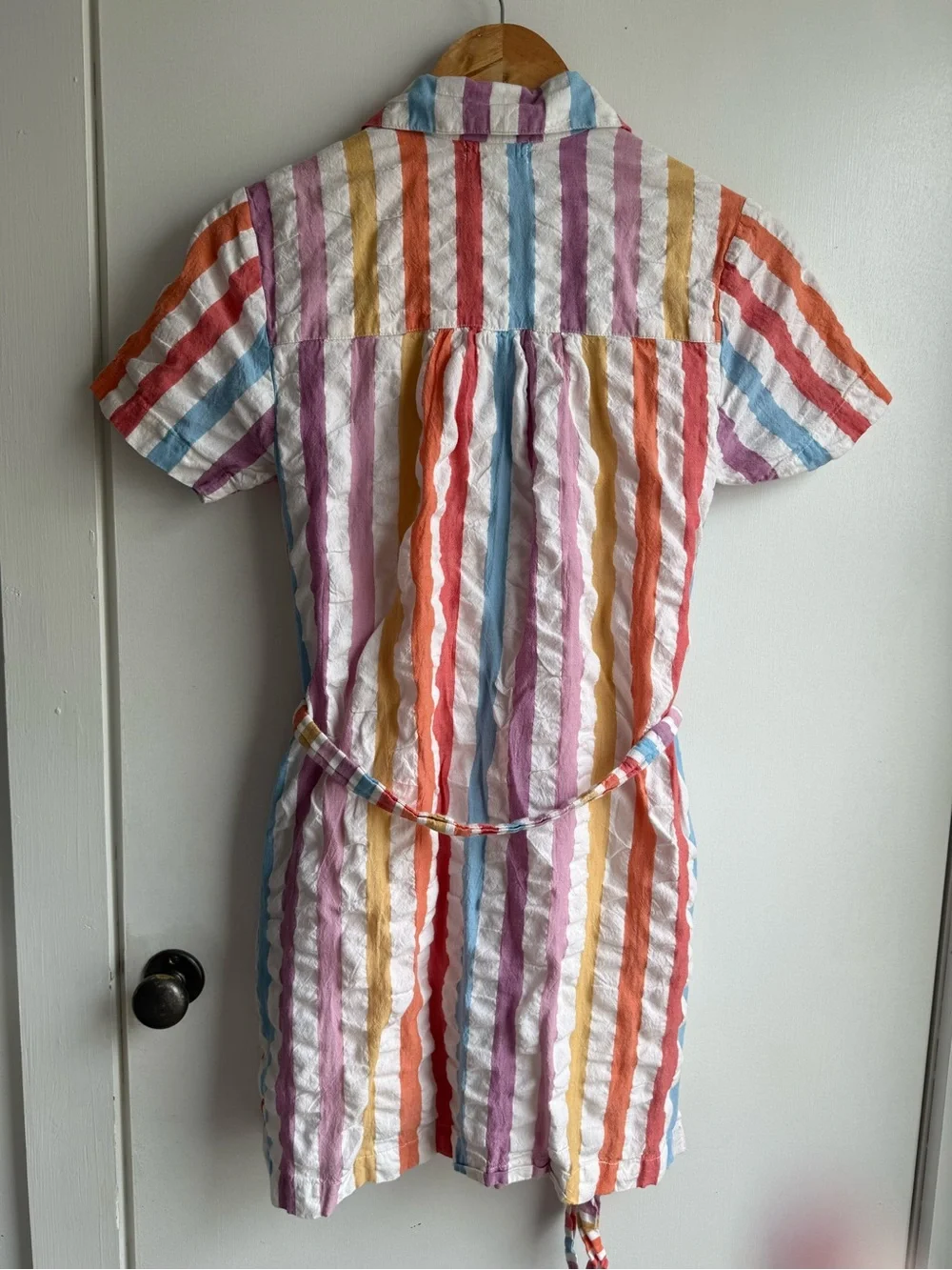 Roller Rabbit Pastel Striped Button Dress in Lavender, Pink, Blue, Yellow, Cream